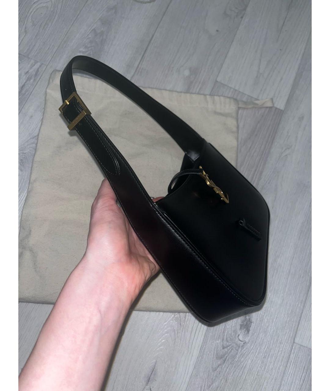 SAINT LAURENT Черная кожаная сумка с короткими ручками, фото 3