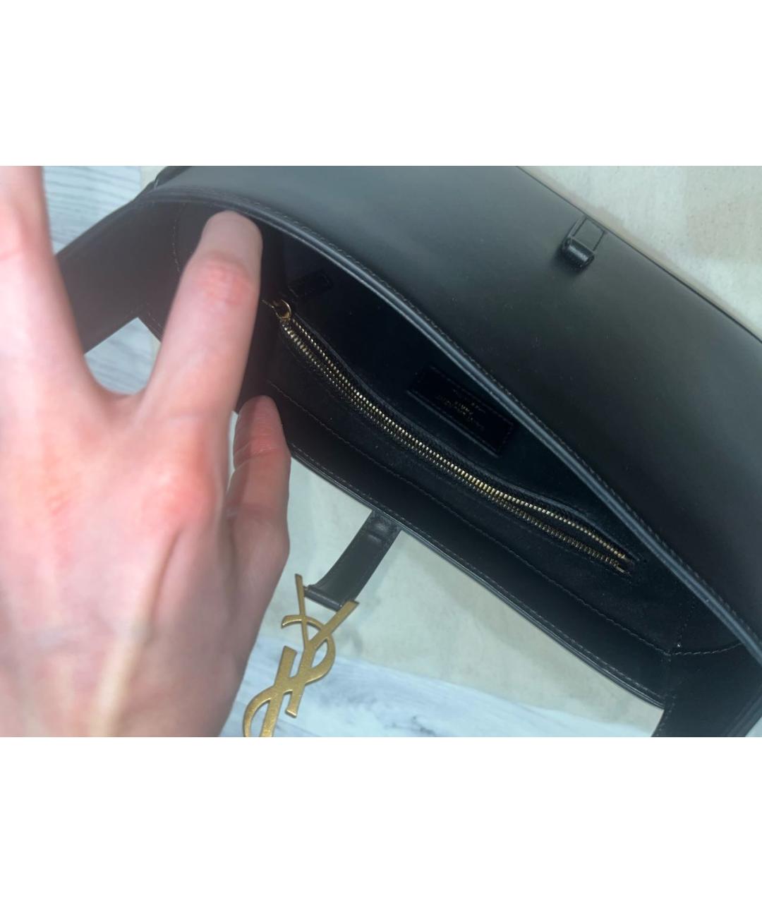 SAINT LAURENT Черная кожаная сумка с короткими ручками, фото 5