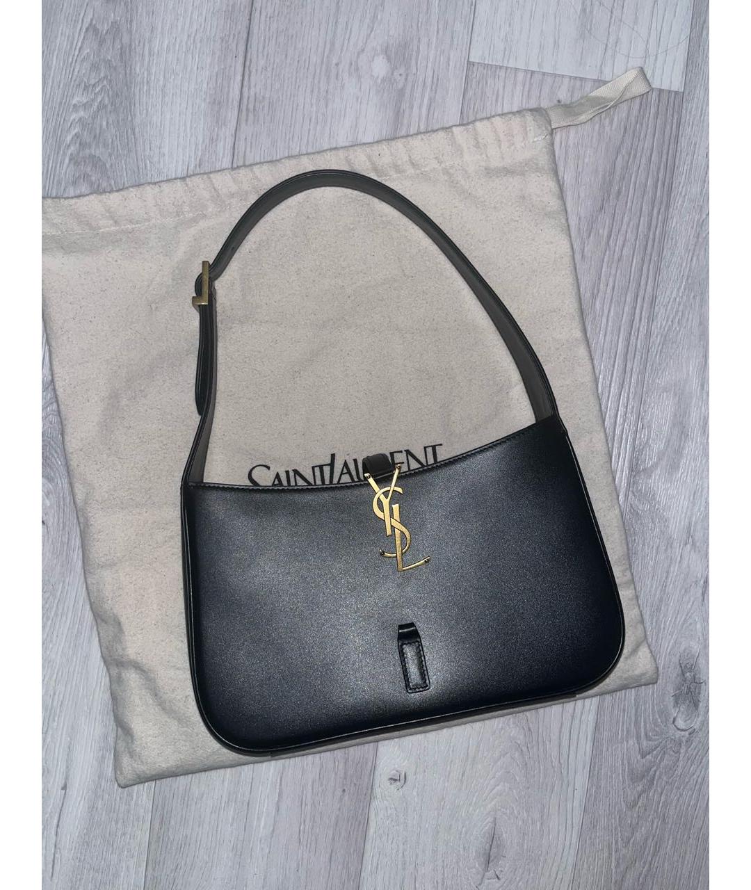 SAINT LAURENT Черная кожаная сумка с короткими ручками, фото 2