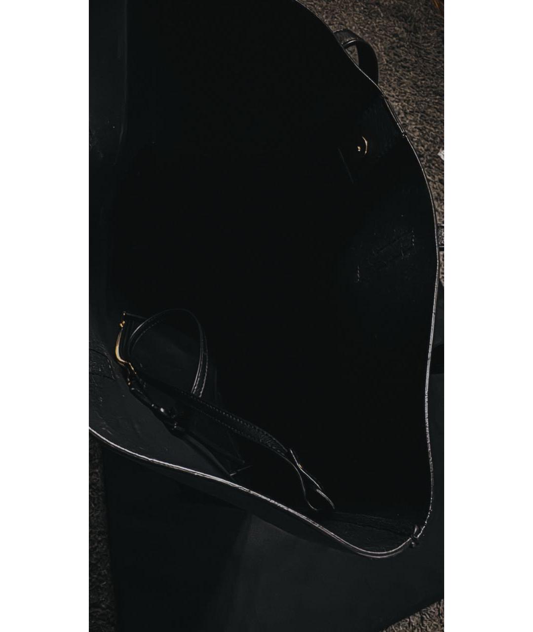 SAINT LAURENT Черная кожаная сумка тоут, фото 4