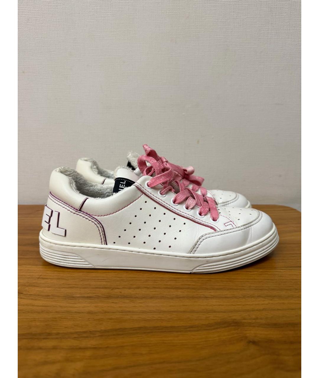 CHANEL Белые кожаные кеды, фото 4