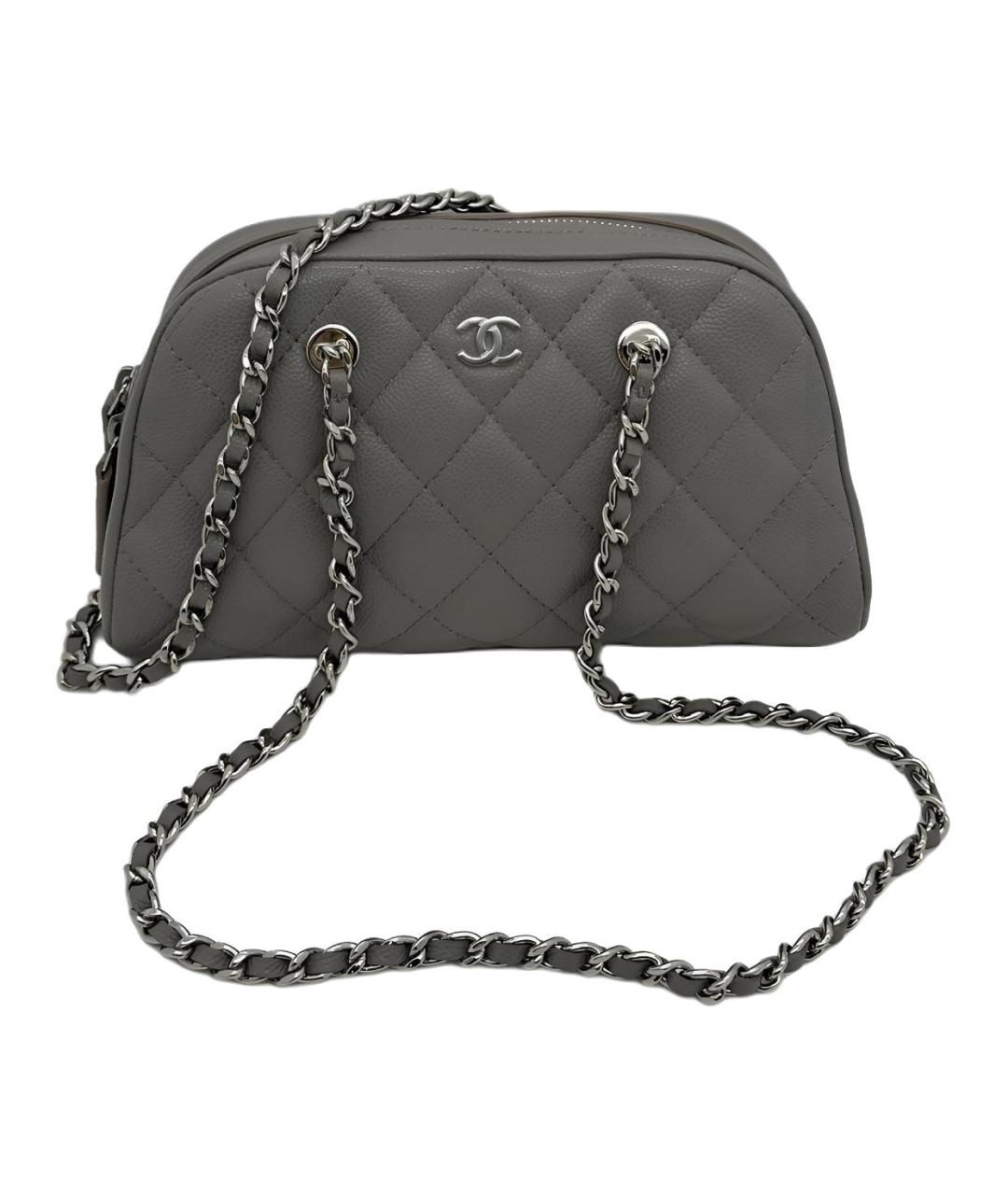 CHANEL Серая кожаная сумка через плечо, фото 3