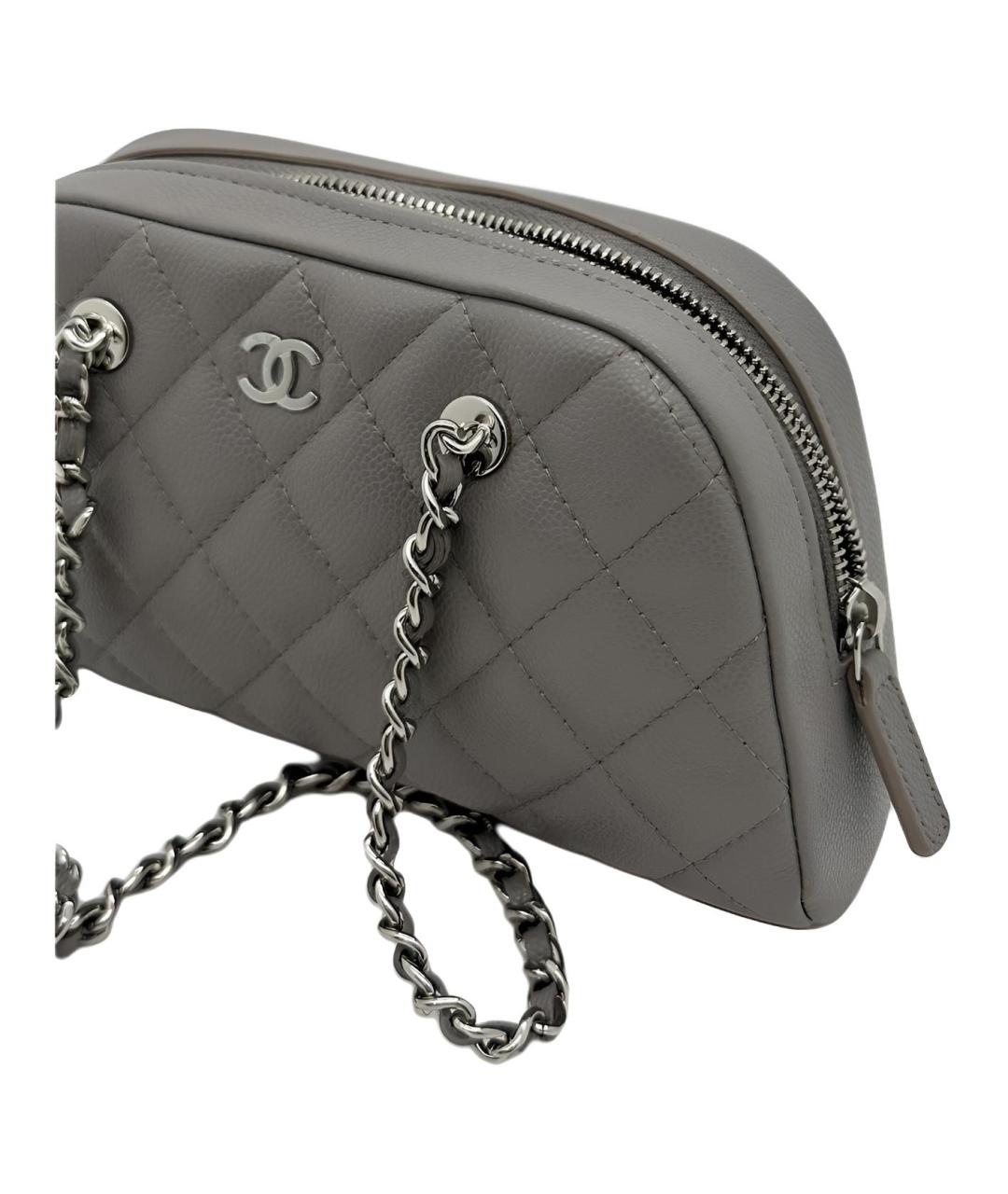 CHANEL Серая кожаная сумка через плечо, фото 4