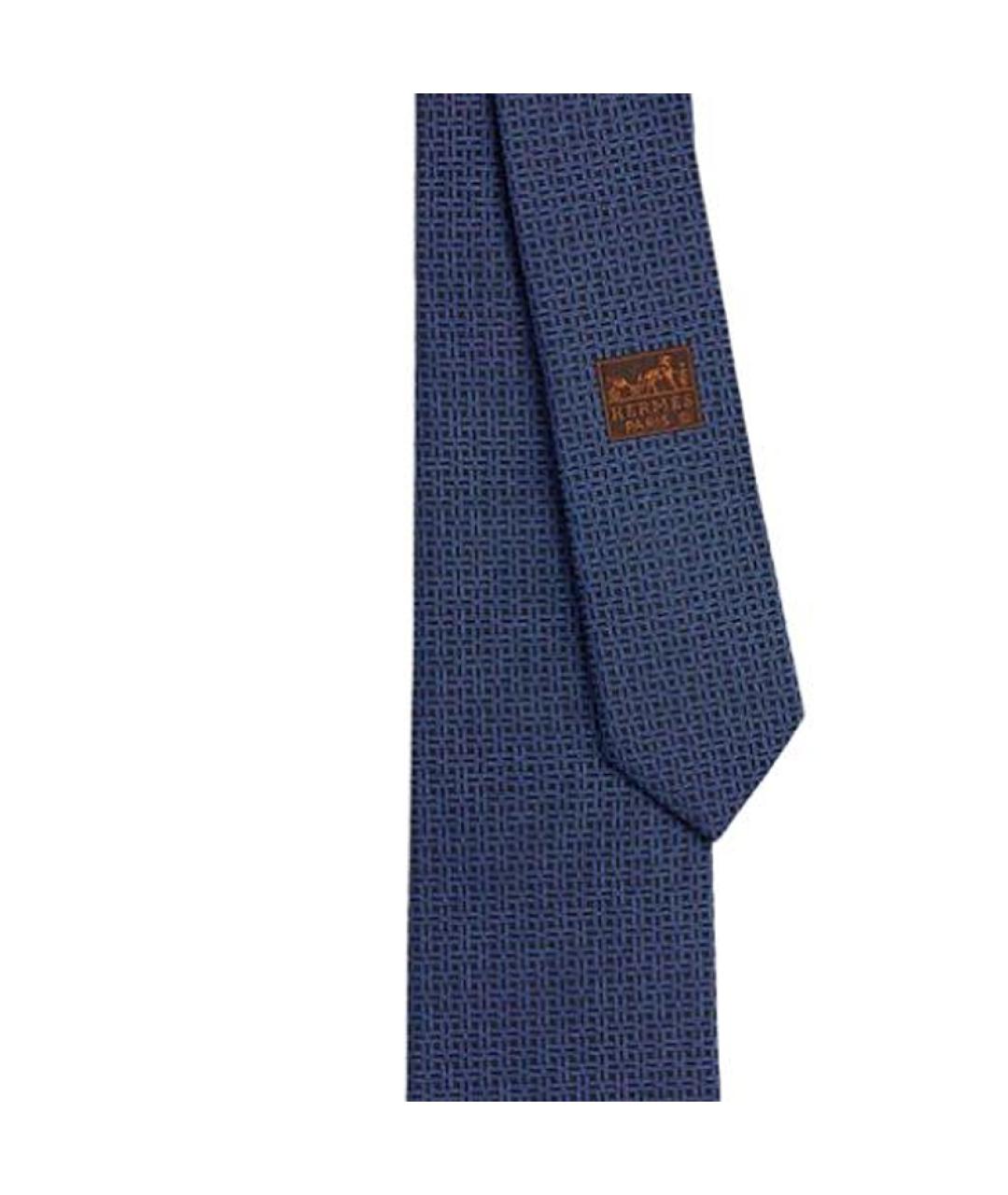 HERMES Синий шелковый галстук, фото 2