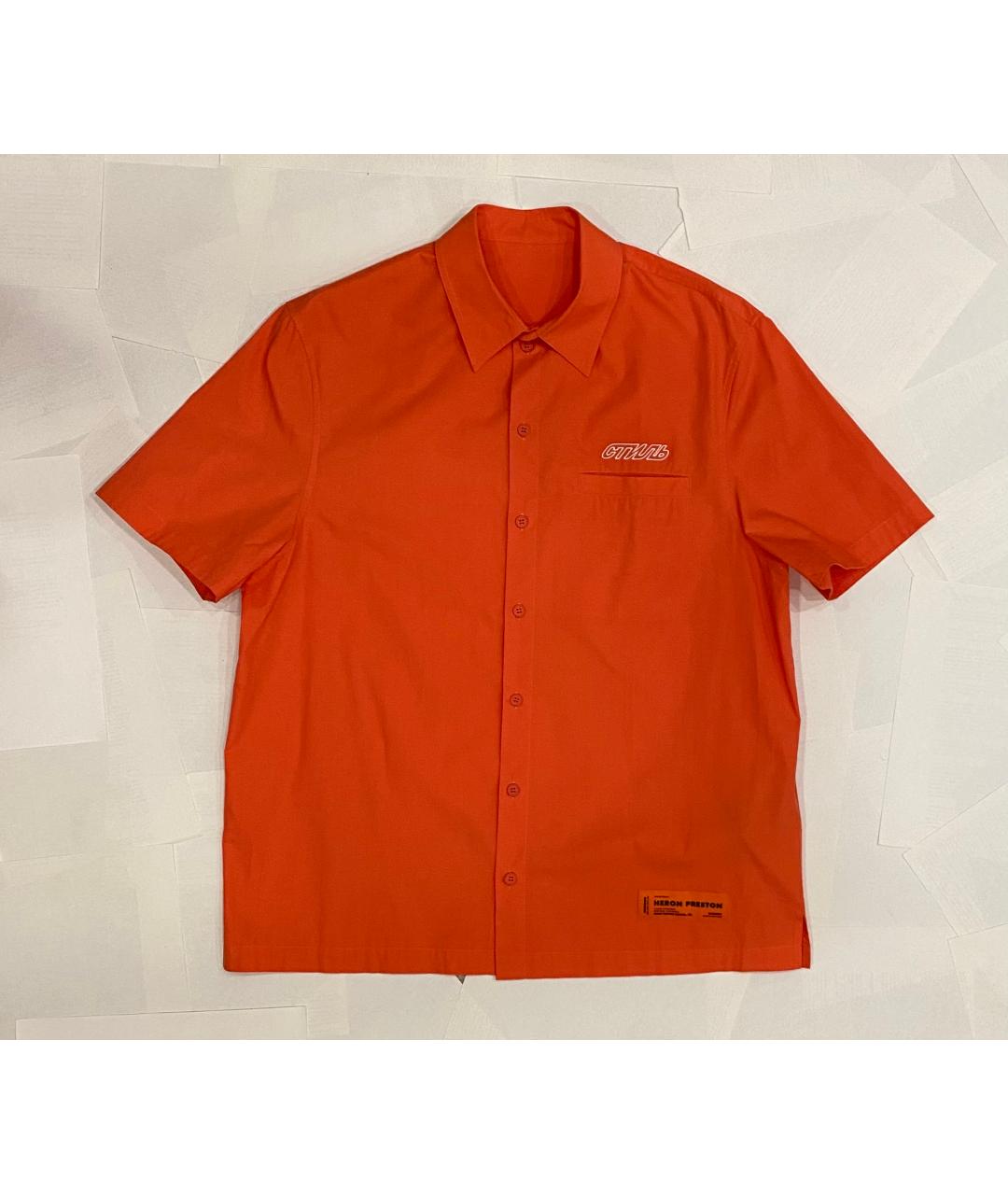 HERON PRESTON Оранжевая хлопковая кэжуал рубашка, фото 4