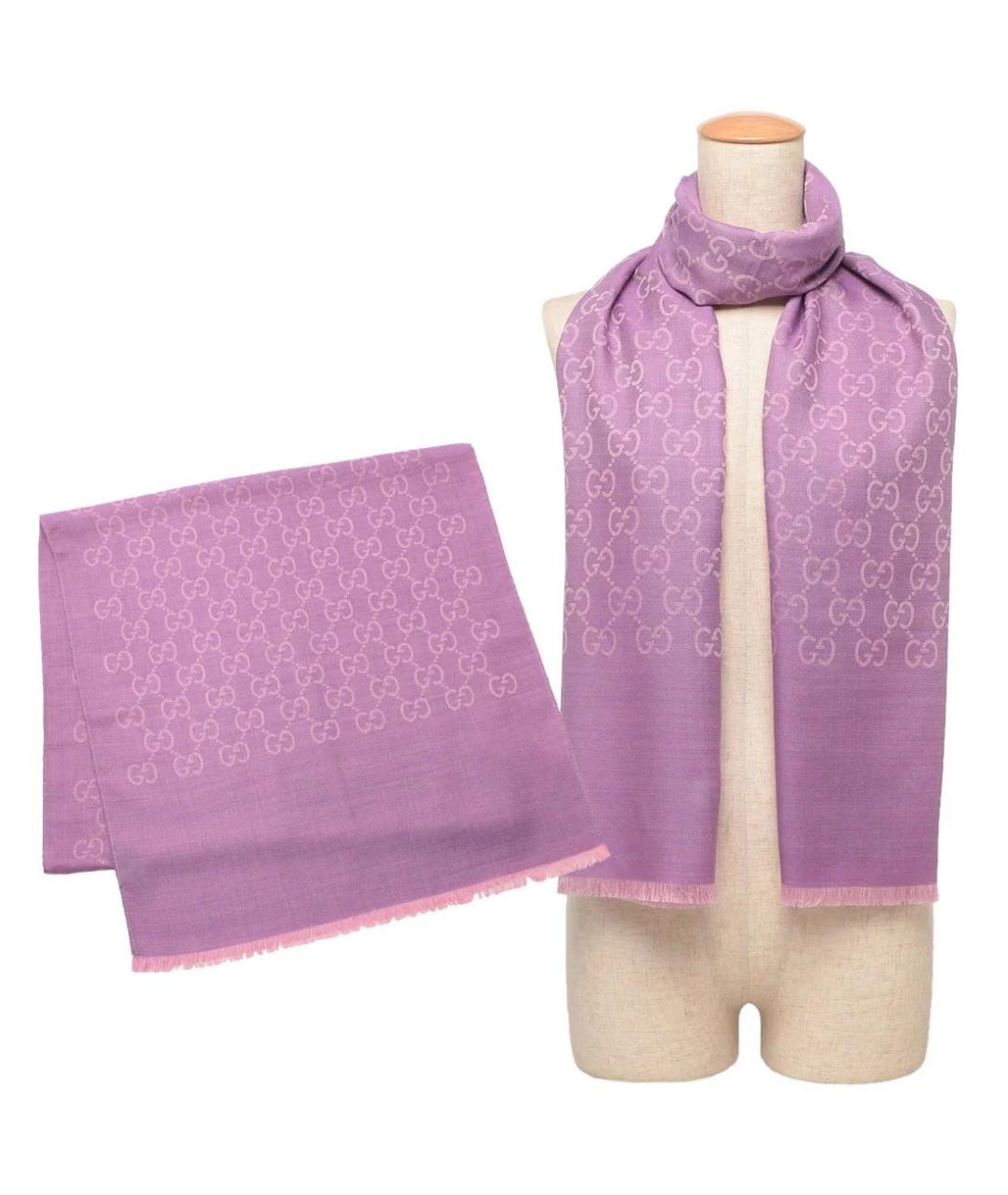 GUCCI Фиолетовый шелковый шарф, фото 3