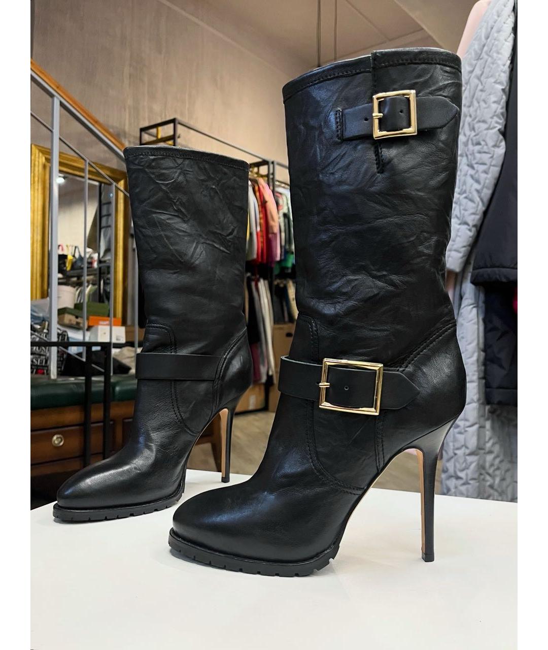 JIMMY CHOO Черные кожаные сапоги, фото 9