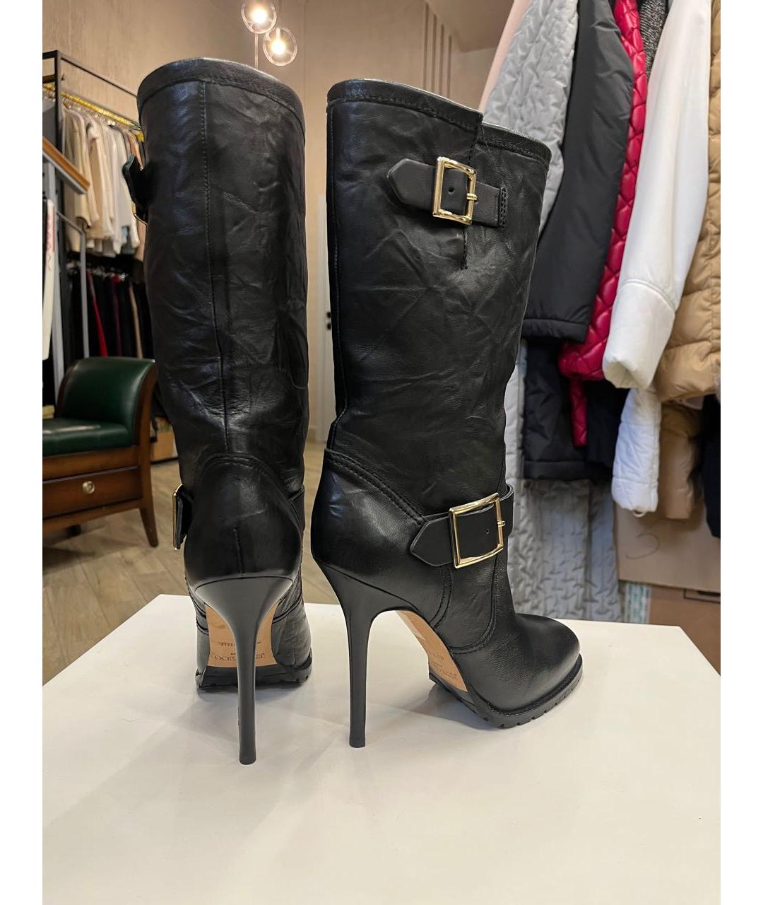 JIMMY CHOO Черные кожаные сапоги, фото 6