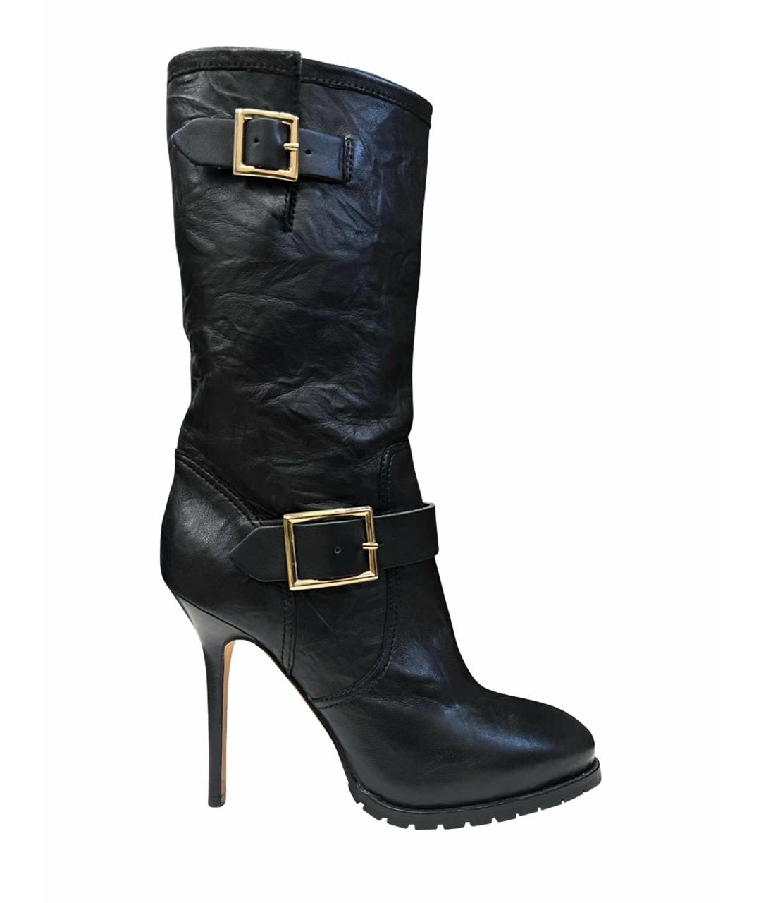 JIMMY CHOO Черные кожаные сапоги, фото 1