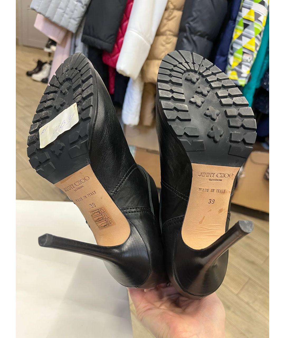 JIMMY CHOO Черные кожаные сапоги, фото 2