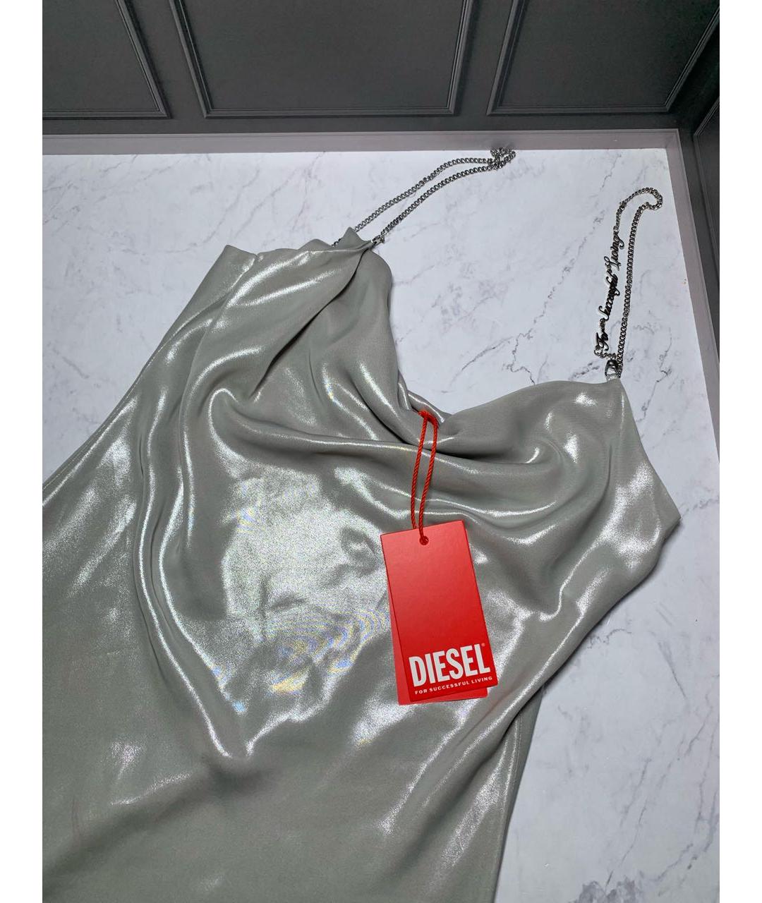 DIESEL Серебряное полиэстеровое коктейльное платье, фото 4