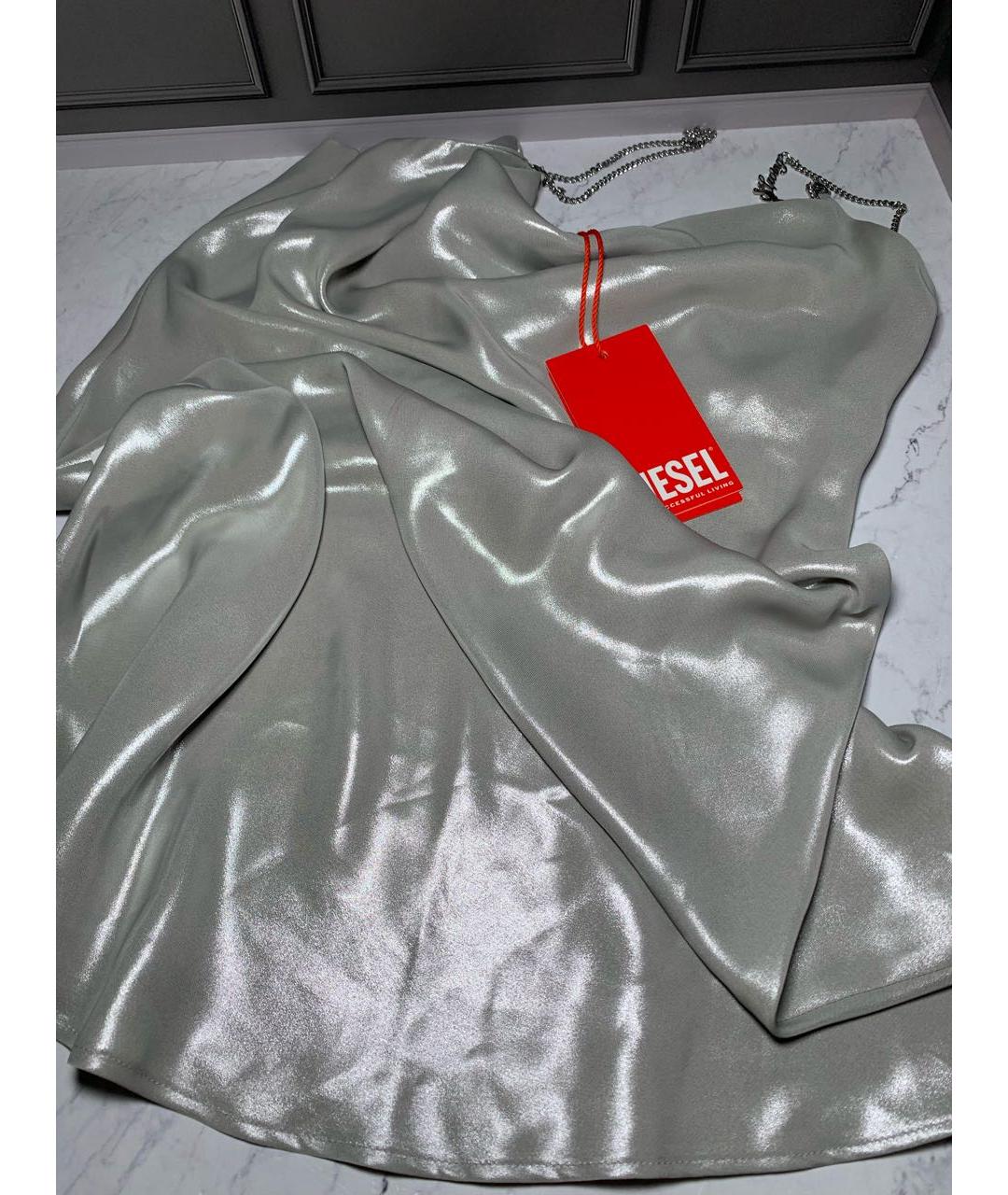 DIESEL Серебряное полиэстеровое коктейльное платье, фото 7