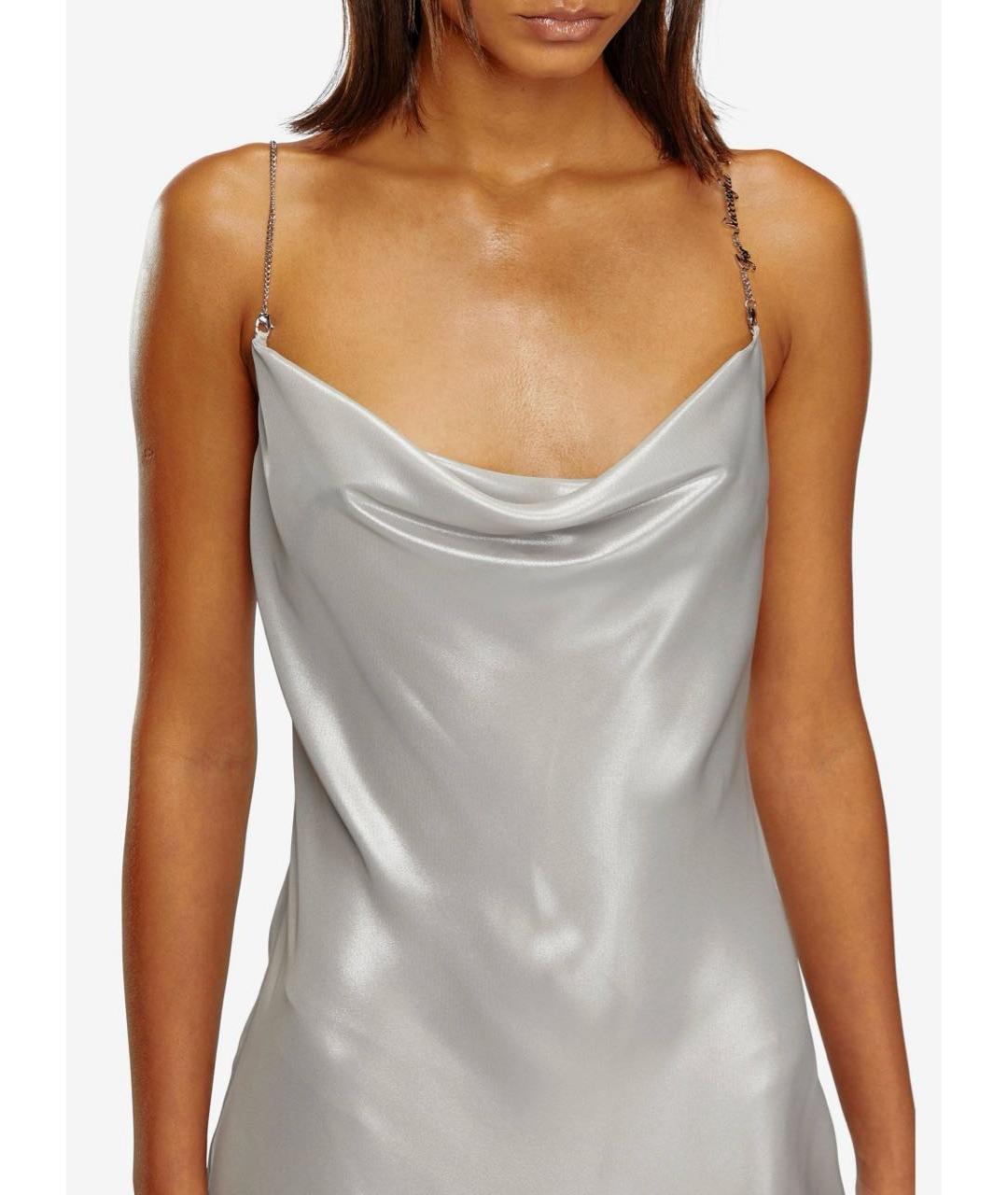 DIESEL Серебряное полиэстеровое коктейльное платье, фото 8