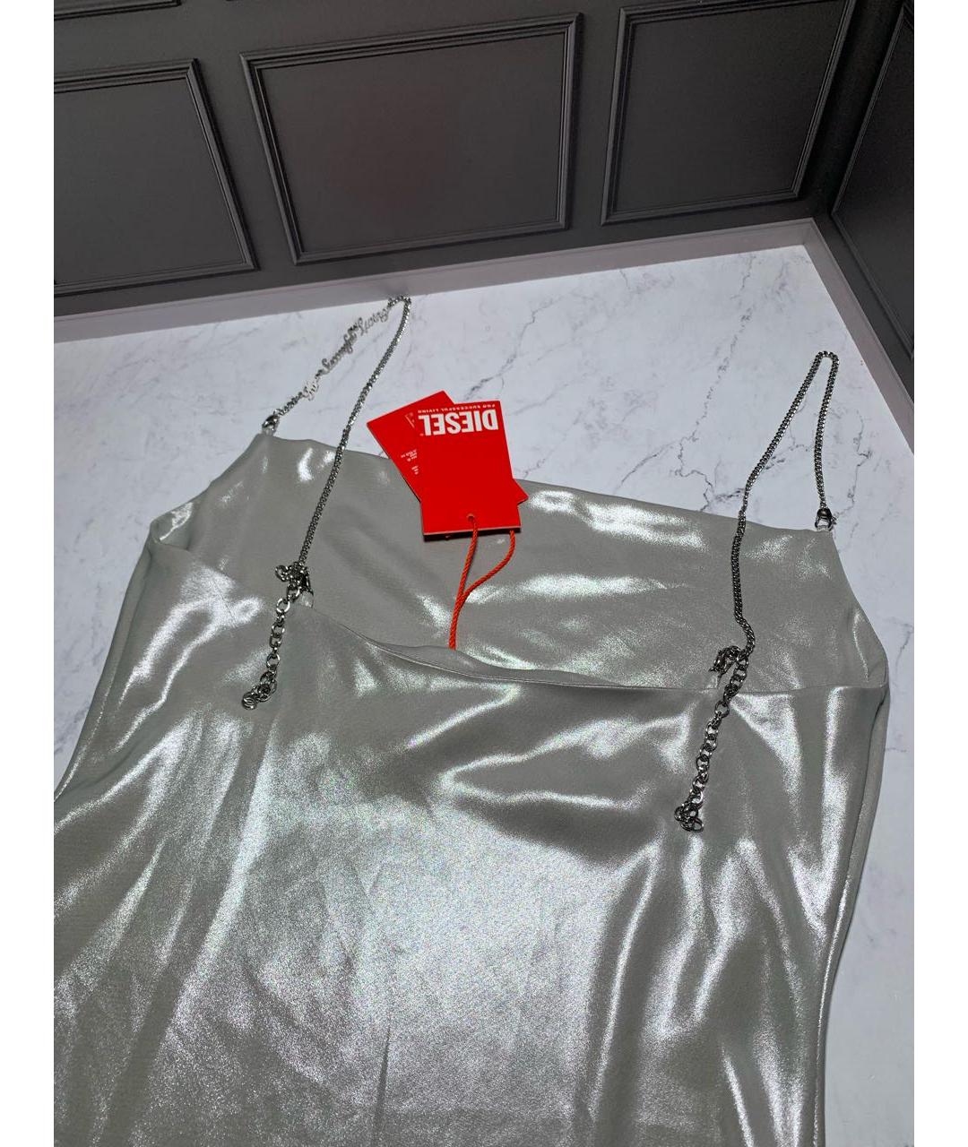 DIESEL Серебряное полиэстеровое коктейльное платье, фото 5