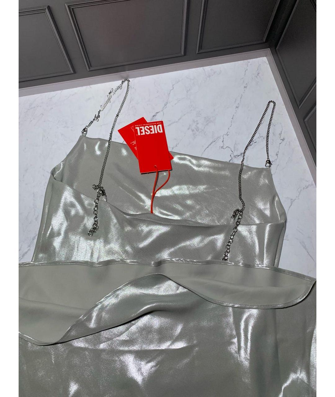 DIESEL Серебряное полиэстеровое коктейльное платье, фото 6