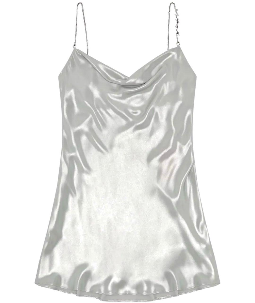 DIESEL Серебряное полиэстеровое коктейльное платье, фото 9