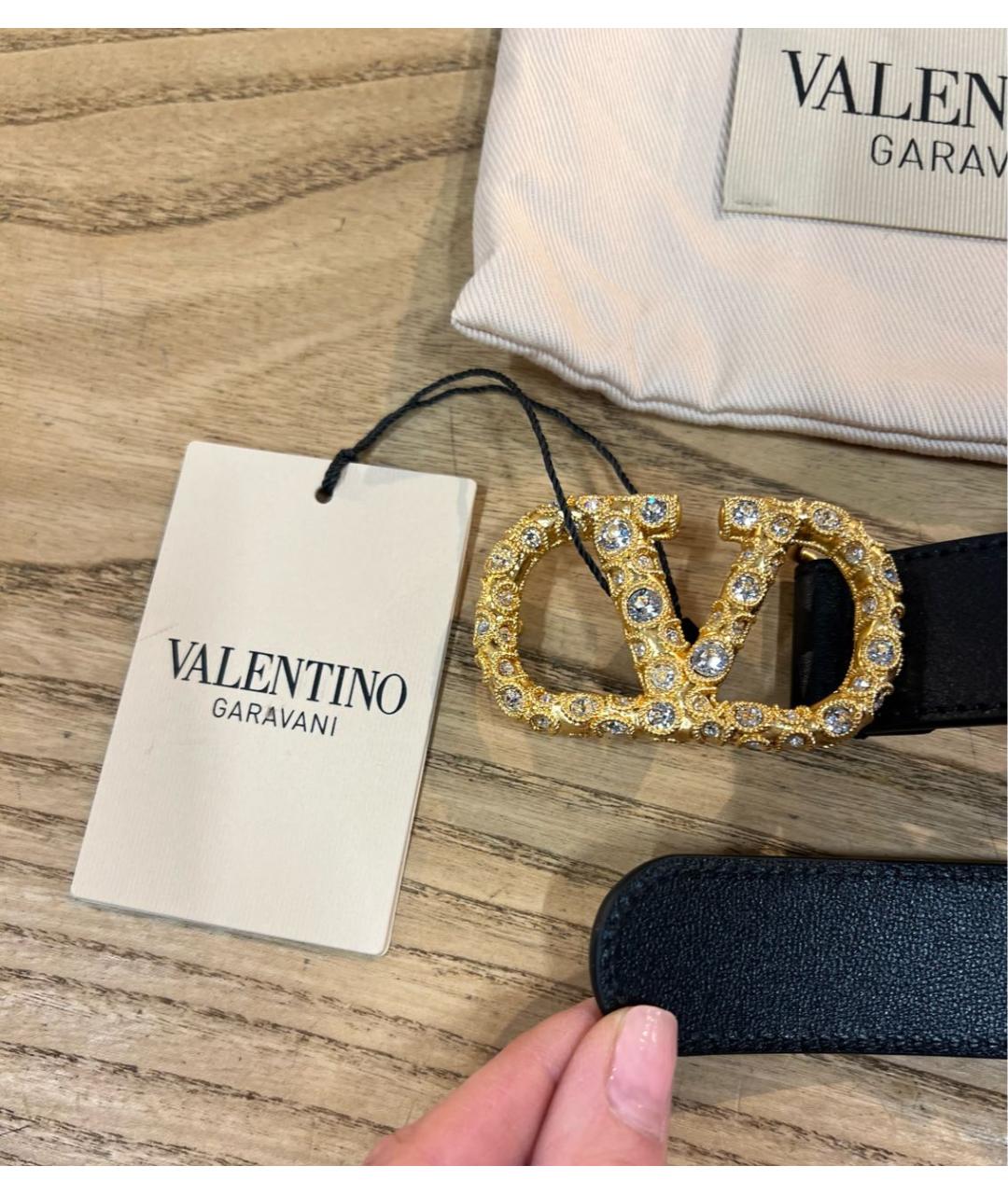 VALENTINO Черный кожаный ремень, фото 3