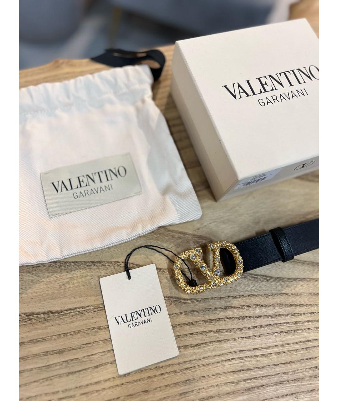 VALENTINO Черный кожаный ремень, фото 4