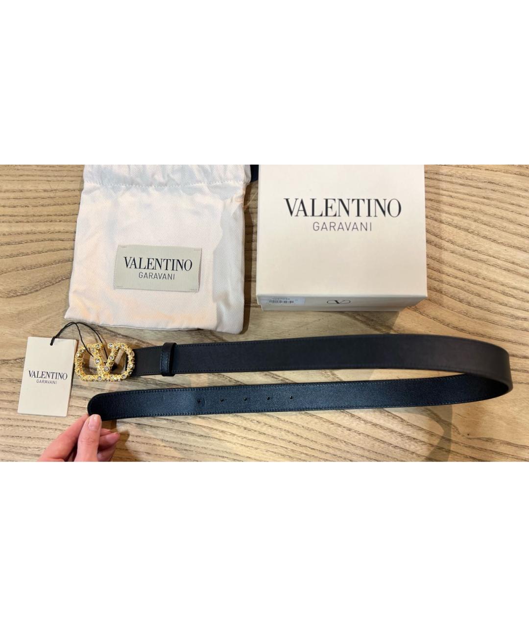 VALENTINO Черный кожаный ремень, фото 2