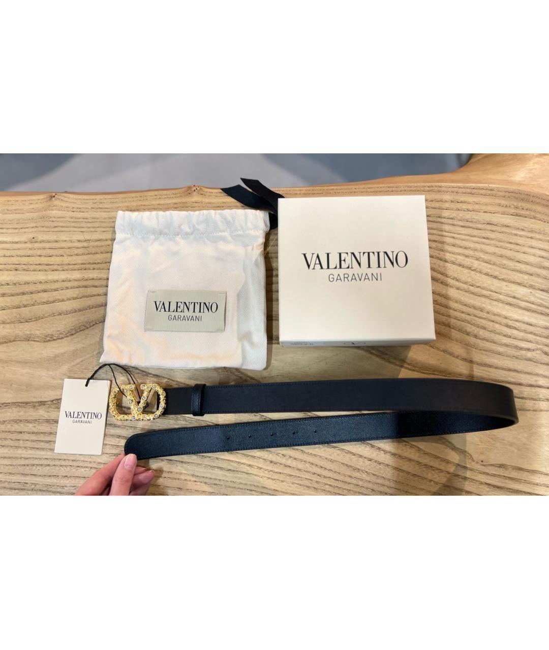 VALENTINO Черный кожаный ремень, фото 9