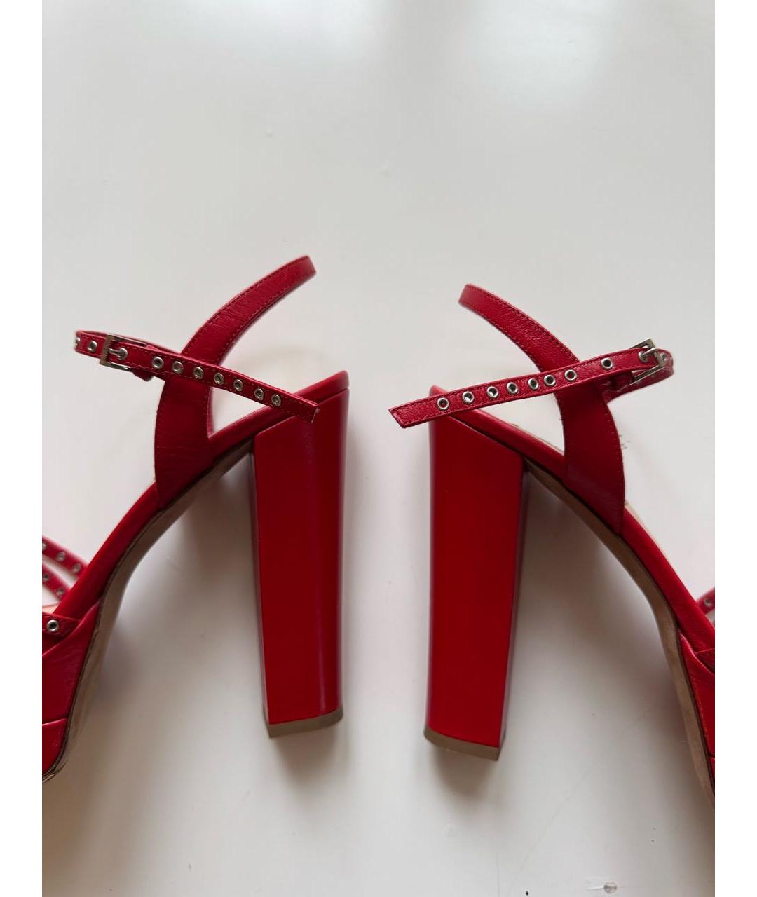 VALENTINO Красные кожаные босоножки, фото 7