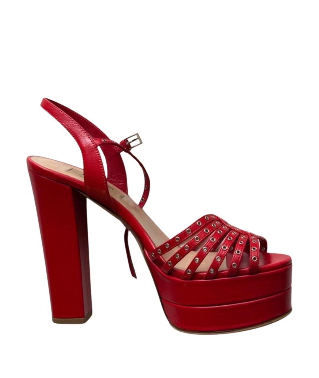 VALENTINO Красные кожаные босоножки, фото 1