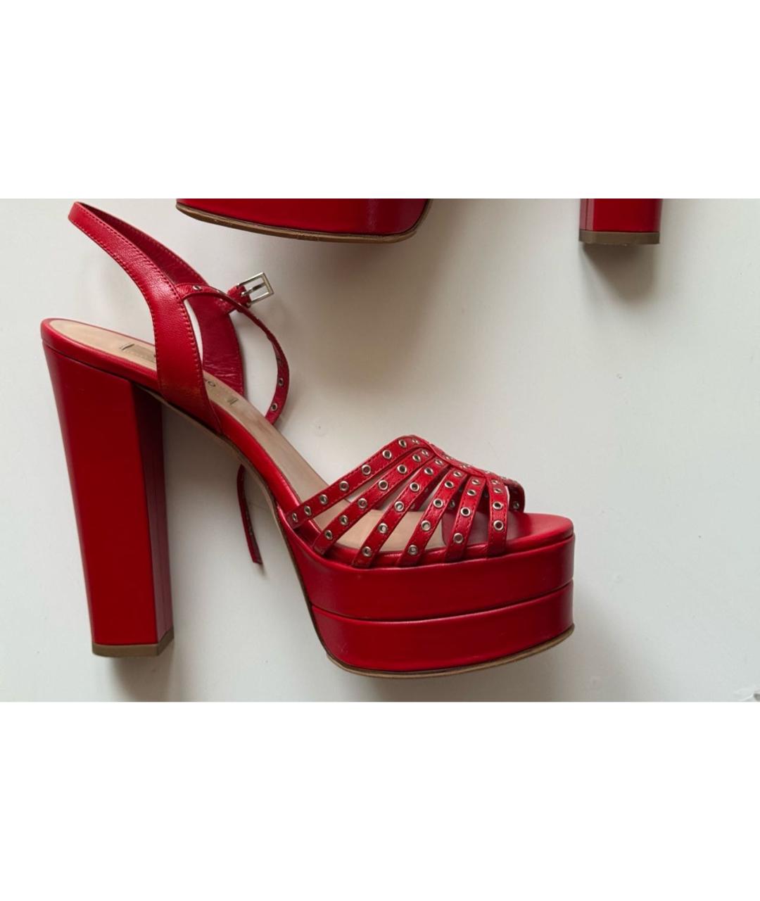 VALENTINO Красные кожаные босоножки, фото 9