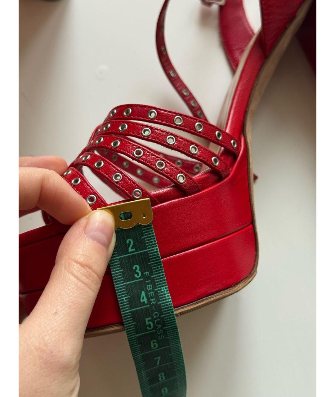 VALENTINO Красные кожаные босоножки, фото 6