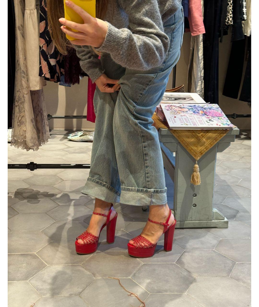 VALENTINO Красные кожаные босоножки, фото 8