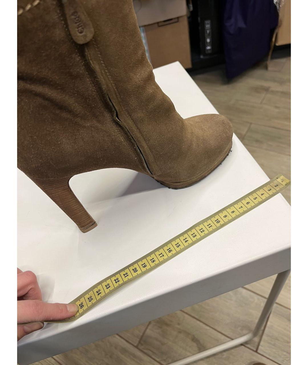 CHLOE Бежевые замшевые ботильоны, фото 6