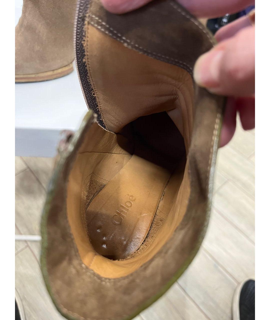 CHLOE Бежевые замшевые ботильоны, фото 7