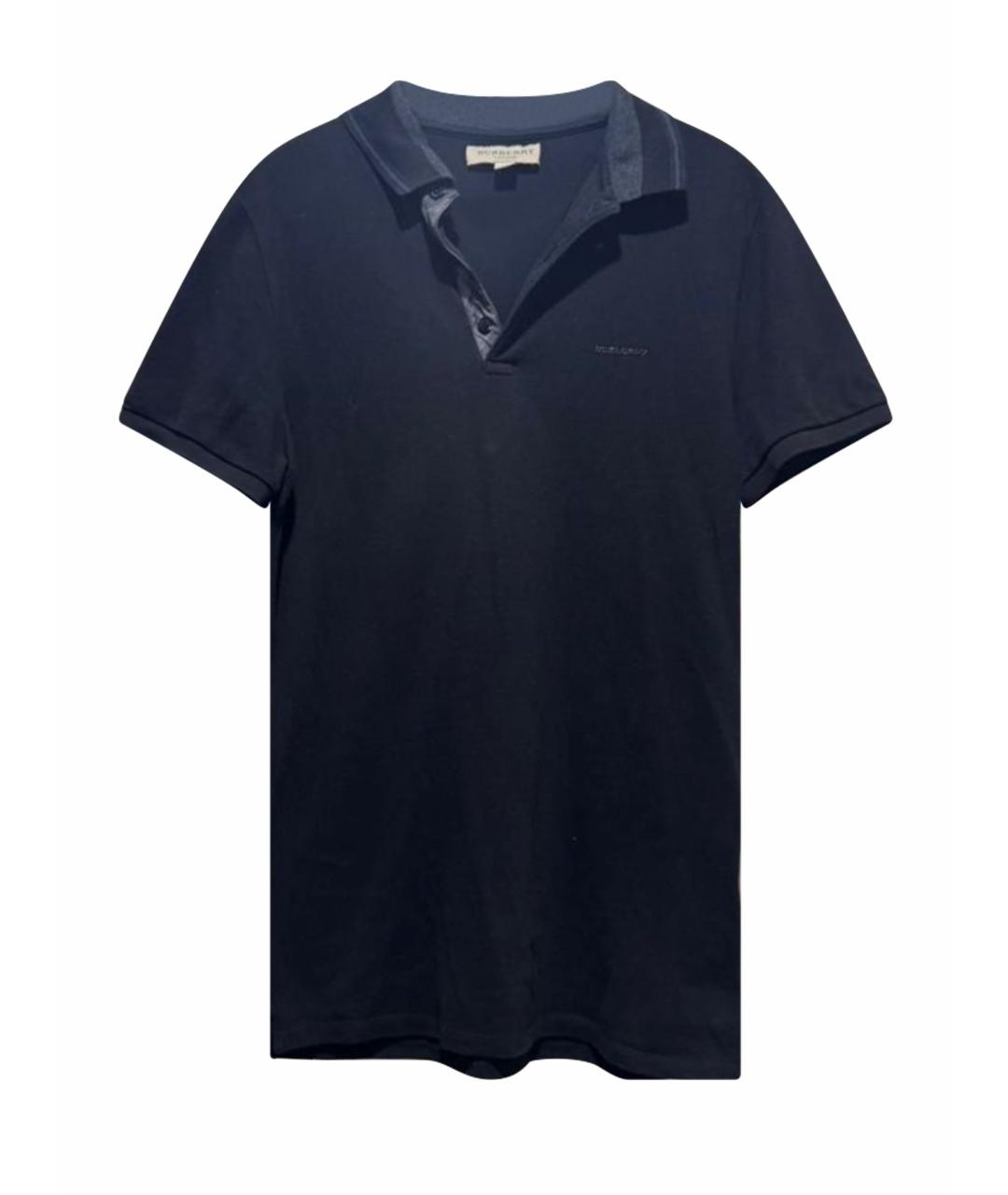 BURBERRY Черное хлопковое поло с коротким рукавом, фото 1