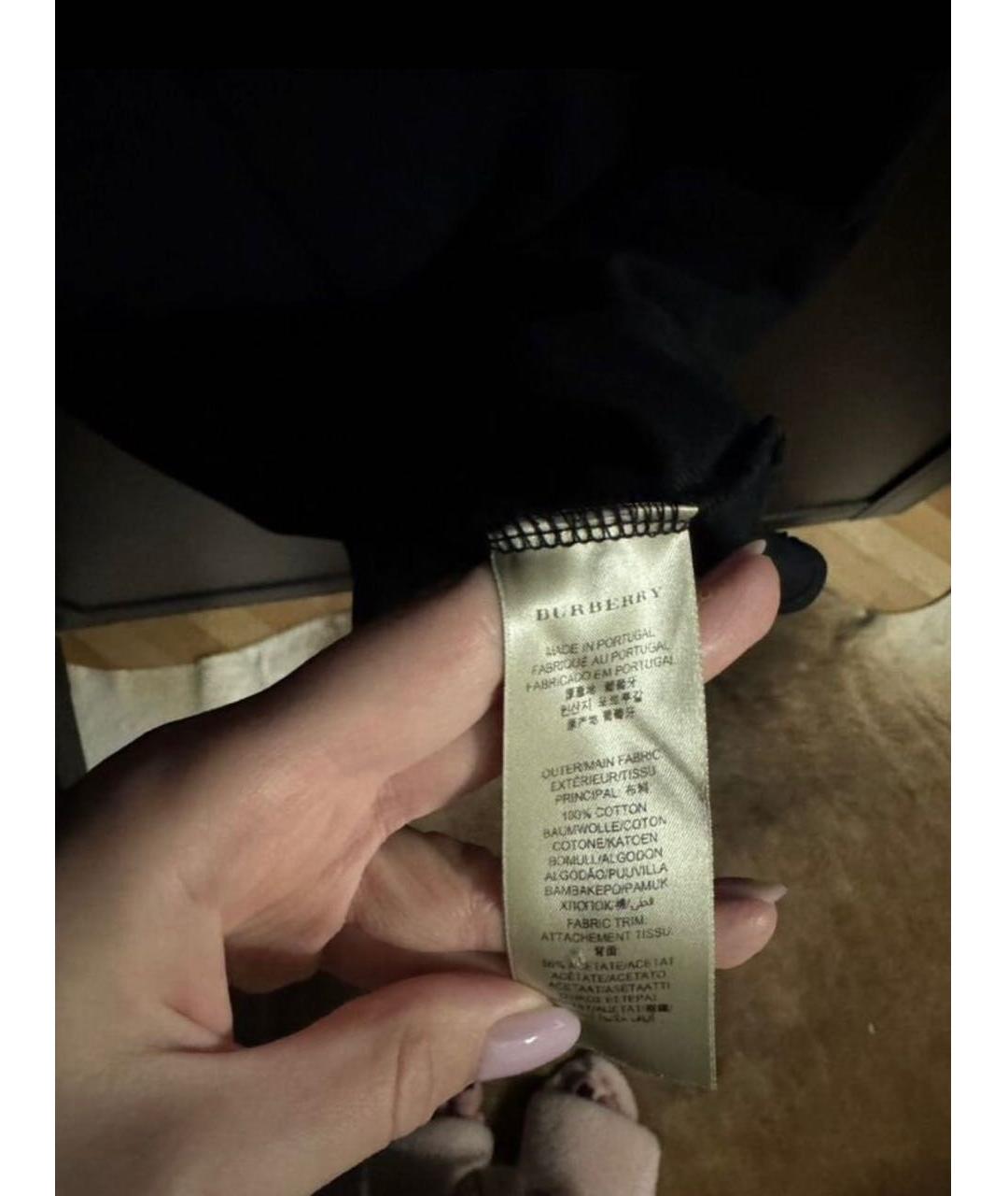 BURBERRY Черное хлопковое поло с коротким рукавом, фото 3