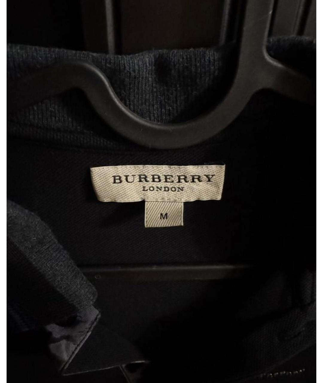 BURBERRY Черное хлопковое поло с коротким рукавом, фото 2