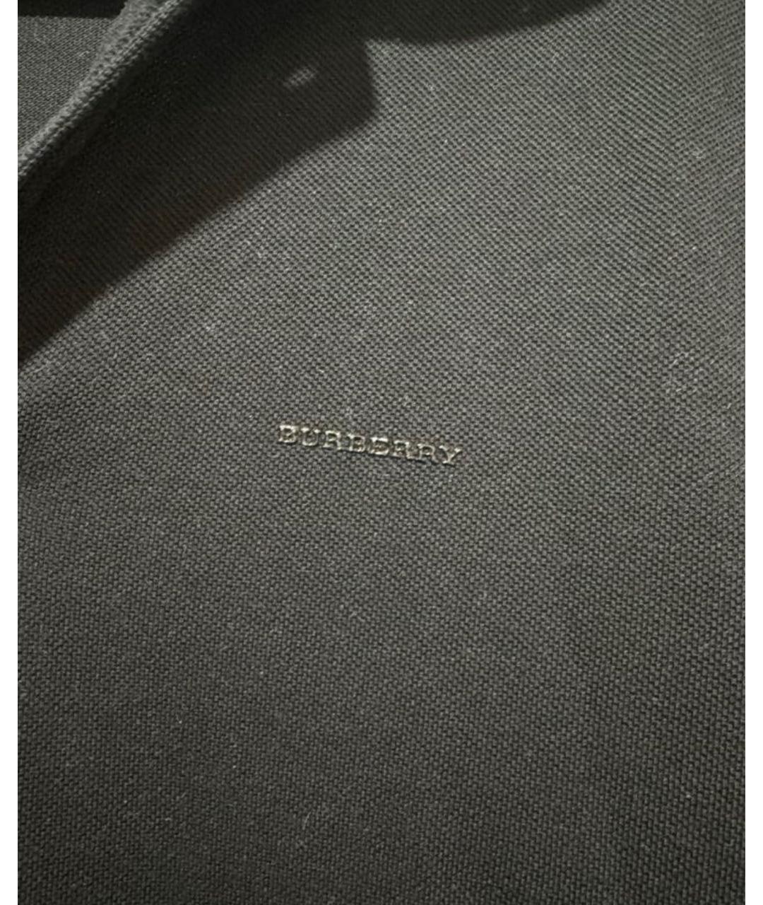 BURBERRY Черное хлопковое поло с коротким рукавом, фото 4