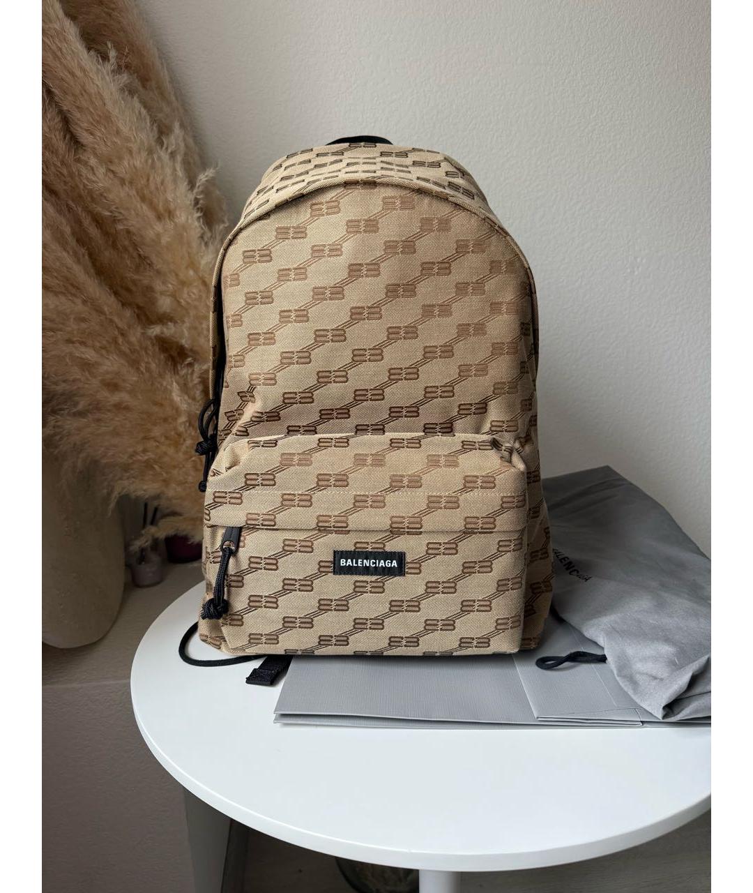 BALENCIAGA Бежевый тканевый рюкзак, фото 8