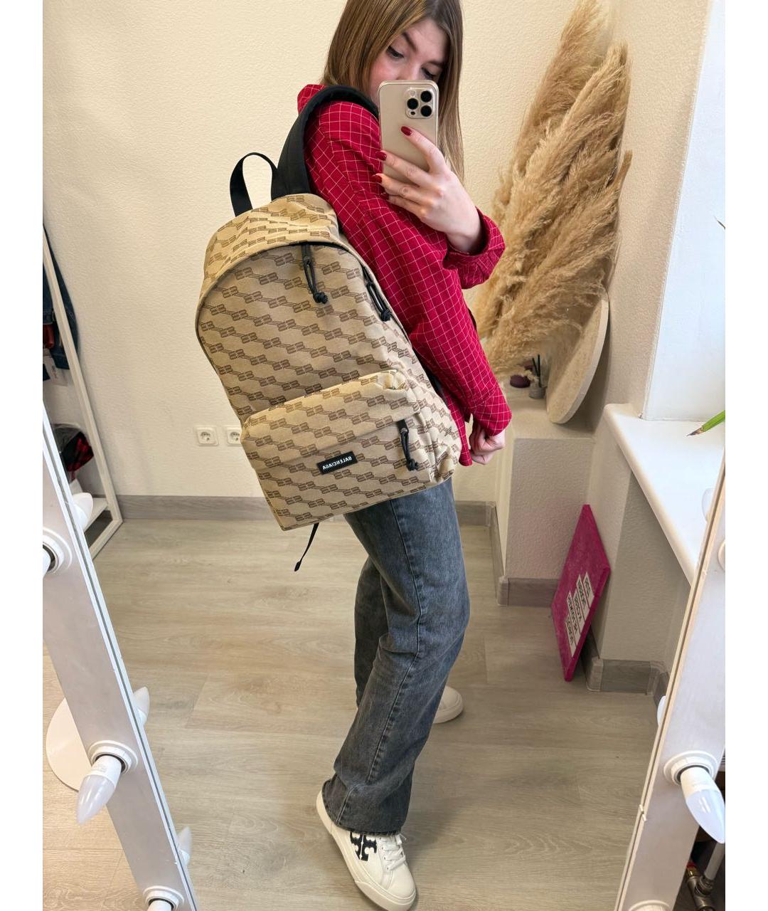 BALENCIAGA Бежевый тканевый рюкзак, фото 5