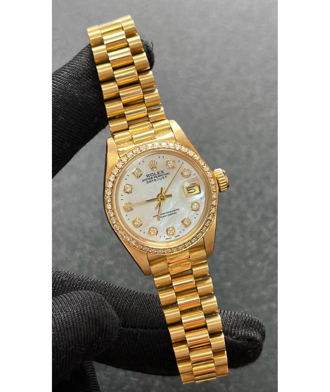 ROLEX Белые часы из желтого золота, фото 3