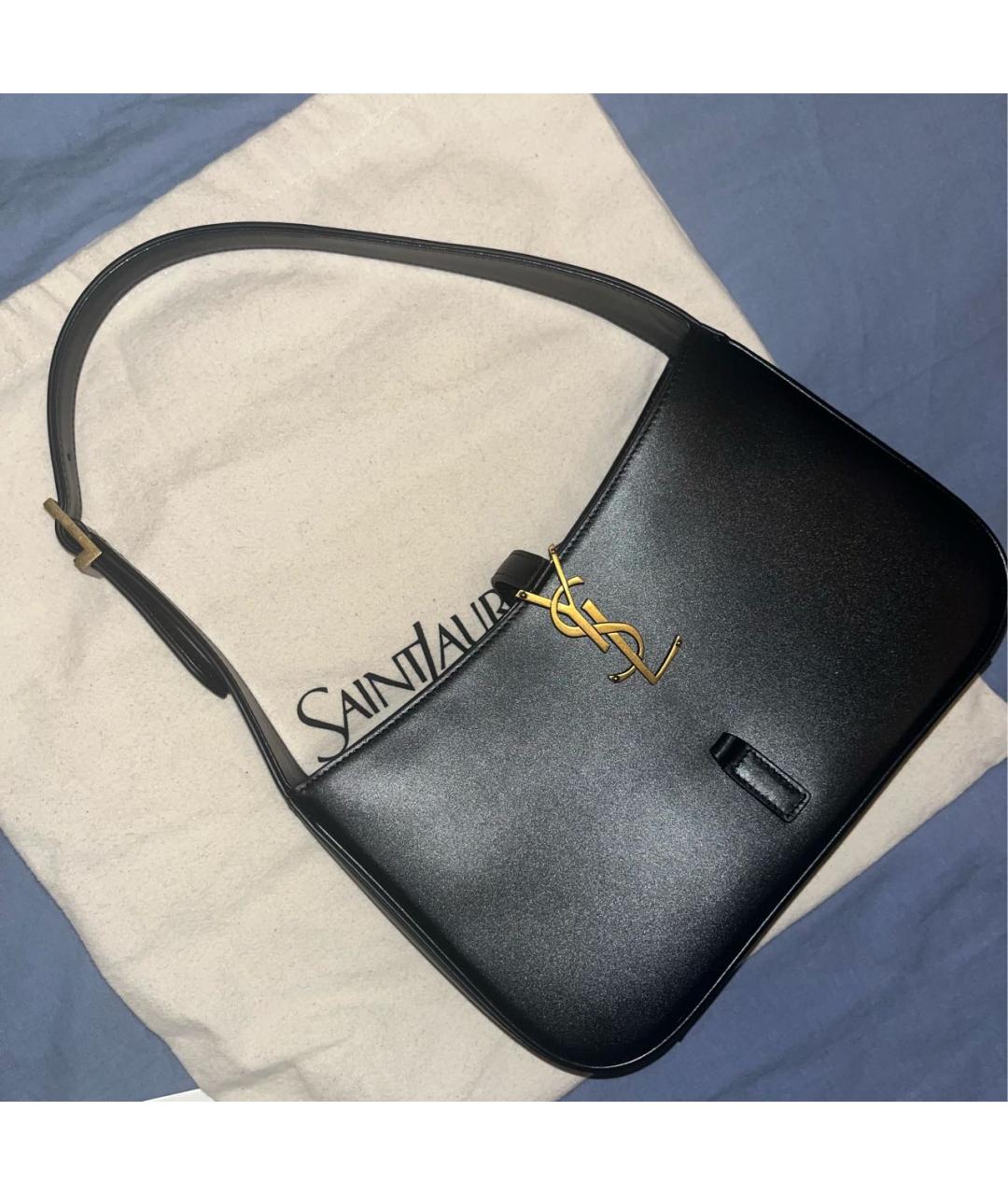 SAINT LAURENT Черная кожаная сумка с короткими ручками, фото 4