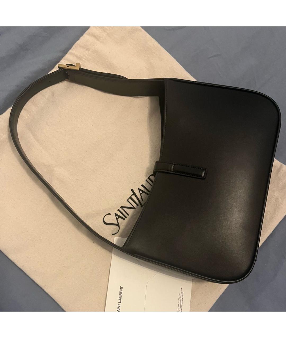 SAINT LAURENT Черная кожаная сумка с короткими ручками, фото 3