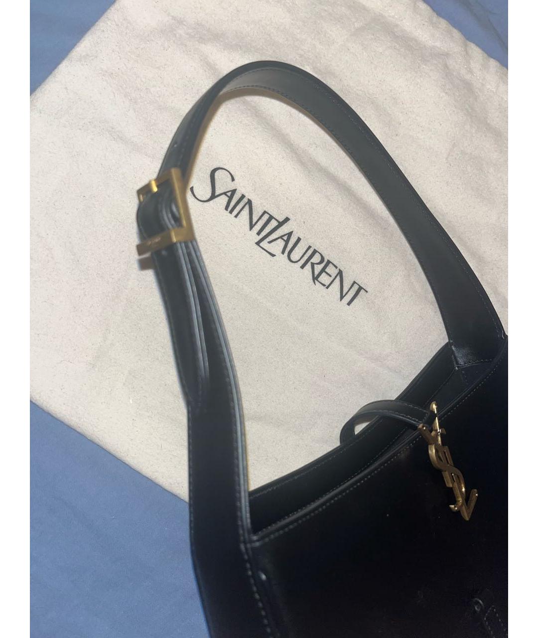 SAINT LAURENT Черная кожаная сумка с короткими ручками, фото 2