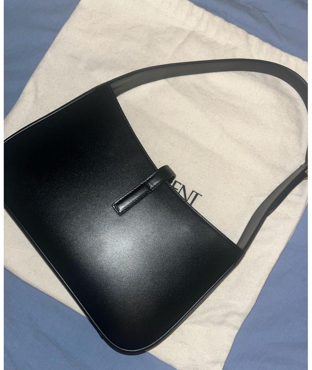 SAINT LAURENT Черная кожаная сумка с короткими ручками, фото 5