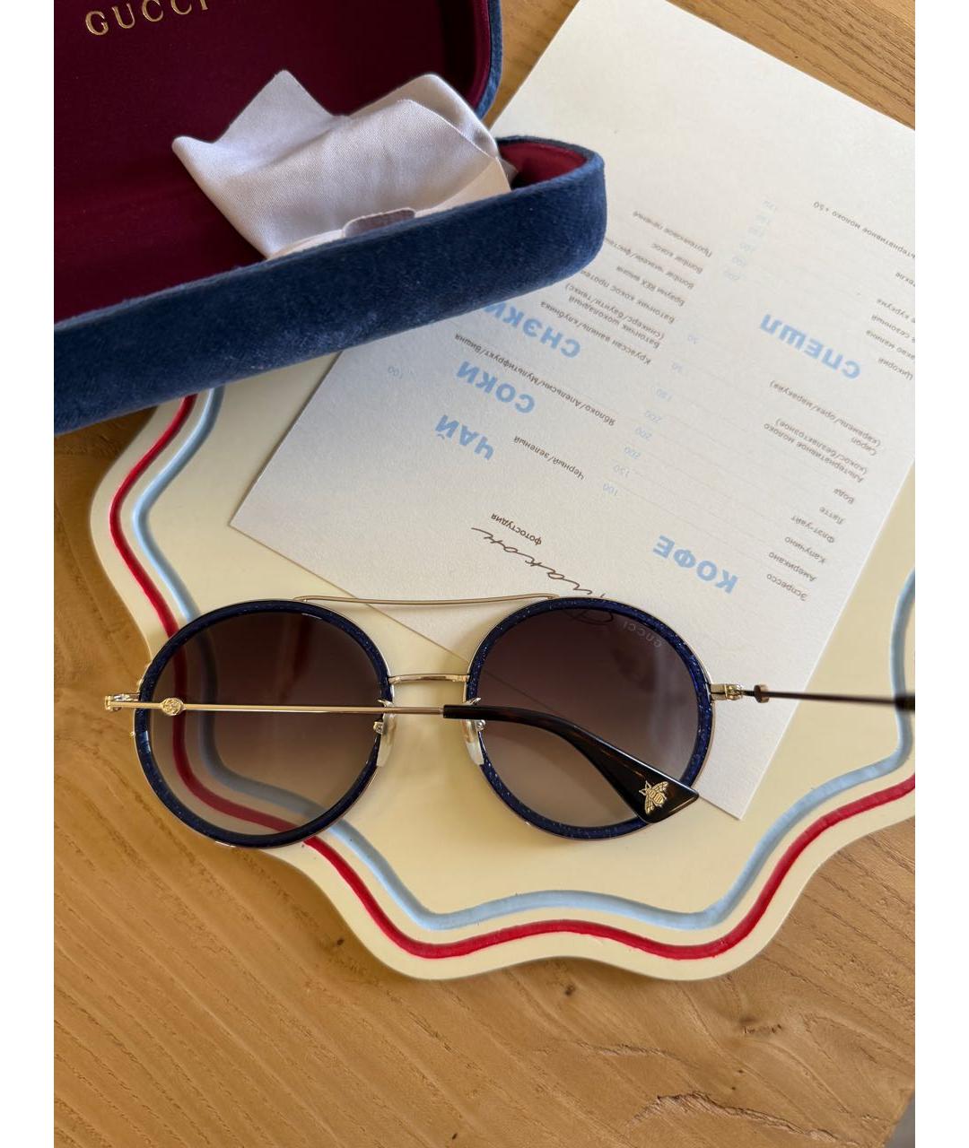 GUCCI Темно-синие пластиковые солнцезащитные очки, фото 5