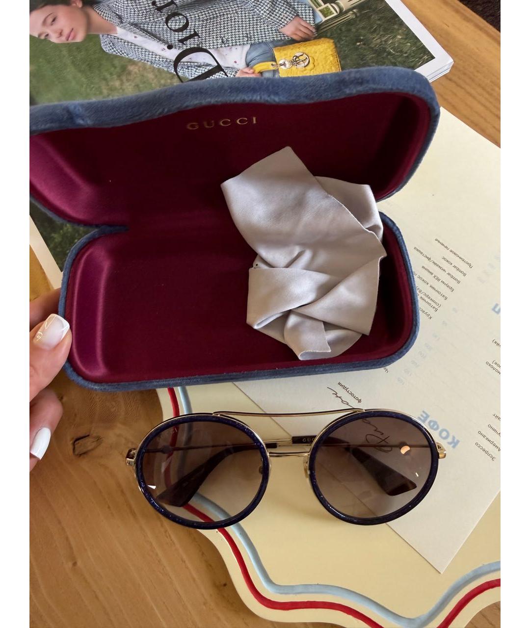 GUCCI Темно-синие пластиковые солнцезащитные очки, фото 7