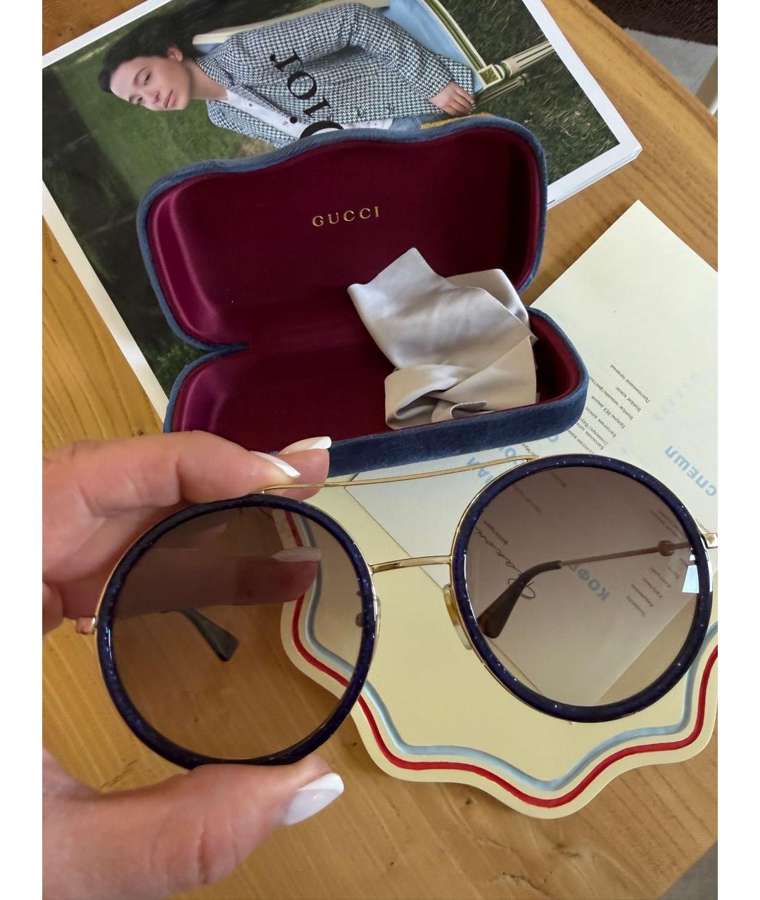 GUCCI Темно-синие пластиковые солнцезащитные очки, фото 2