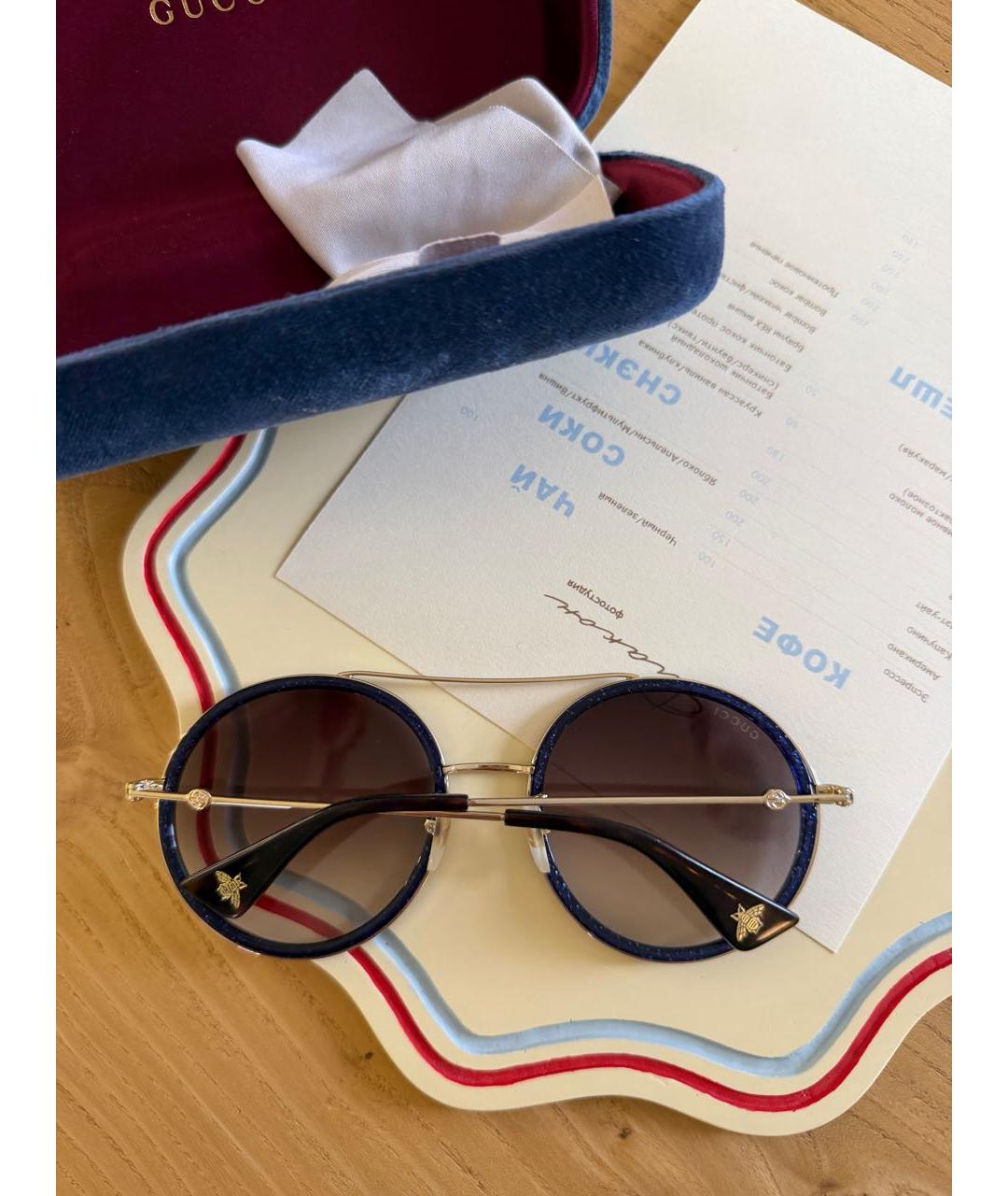 GUCCI Темно-синие пластиковые солнцезащитные очки, фото 4