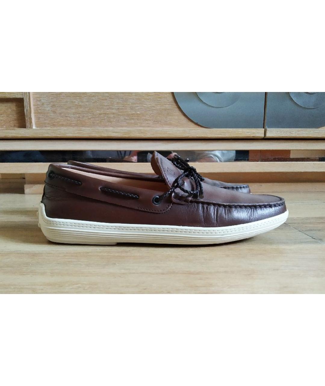 TOD'S Коричневые кожаные лоферы, фото 7