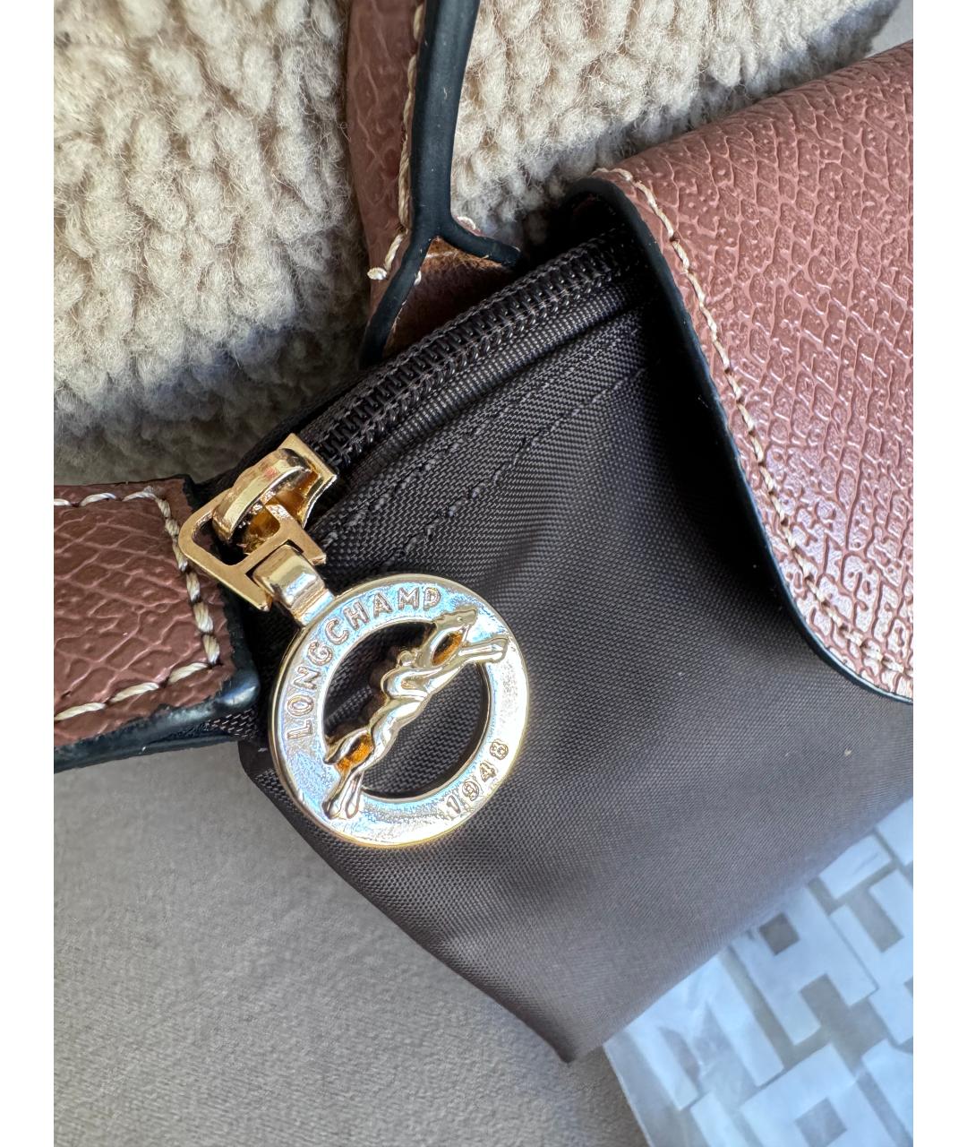 LONGCHAMP Коричневая кожаная сумка через плечо, фото 5