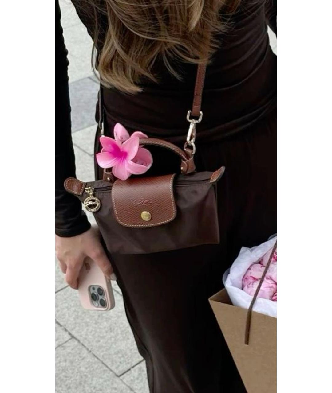 LONGCHAMP Коричневая кожаная сумка через плечо, фото 6