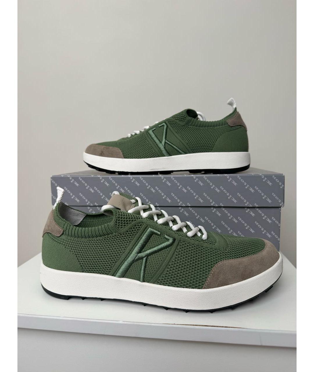 KITON Зеленые текстильные низкие кроссовки / кеды, фото 2